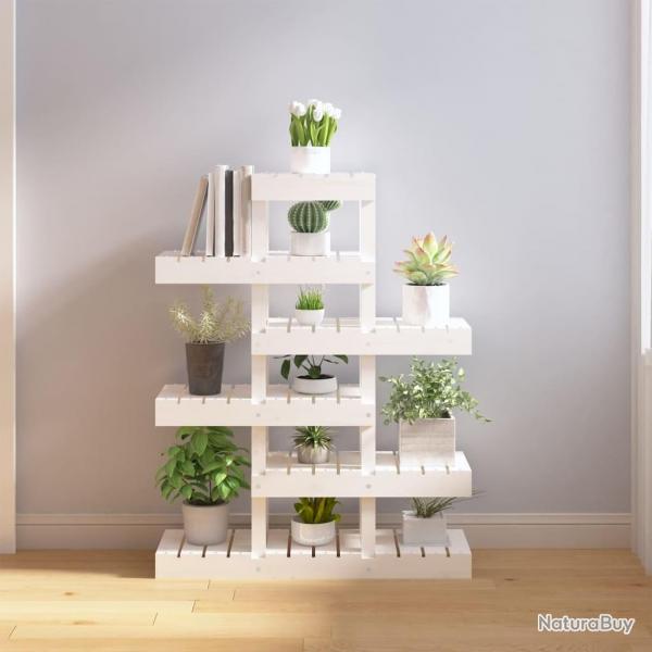 Support  plantes Blanc 85x25x109,5 cm Bois massif de pin