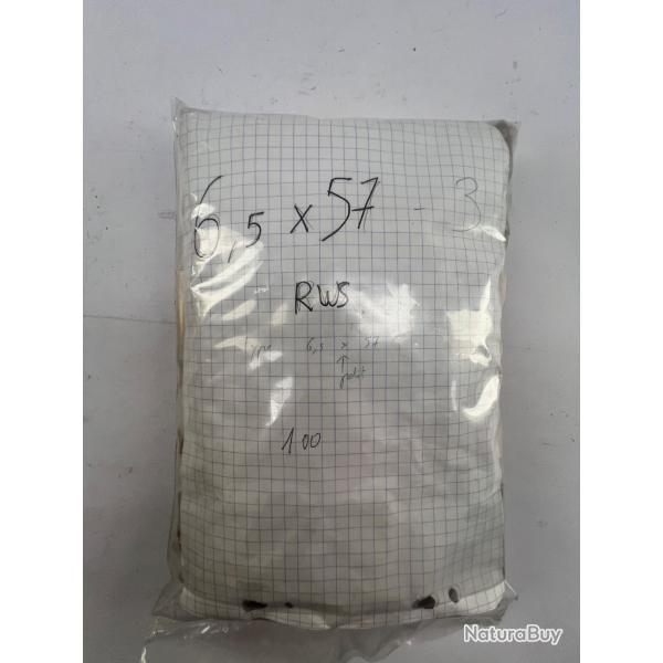 vrac 100 douille 6.5x57 rws  mlang tir 1 fois lot