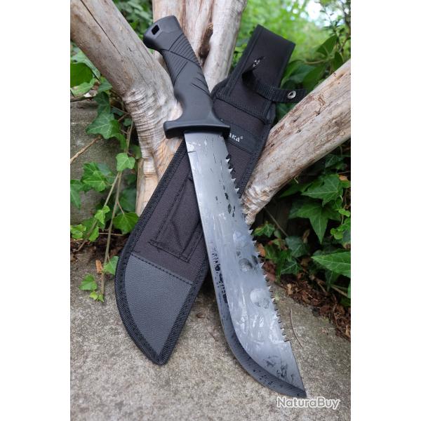 Poignard Gros Couteau Machette Bowie Primitive Lame Acier 3Cr13 Etui Nylon Poignard Tactical 001