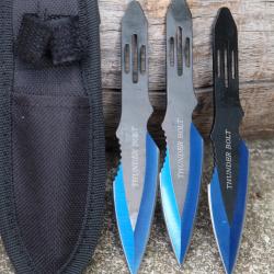 Lot de 3 Couteau de Lancer Rite Edge 3pc Drop Point Lame Acier Inox Manche Acier Etui Nylon