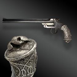 PISTOLET SMITH & WESSON SINGLE SHOT, 2 Mod. CROSSE ALLEGORIE DE LA LIBERTE.