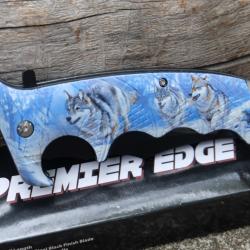 Couteau De Trappeur Defender Semi Automatique Lame Acier 420 Noire Manche Motif Loups Linerllock