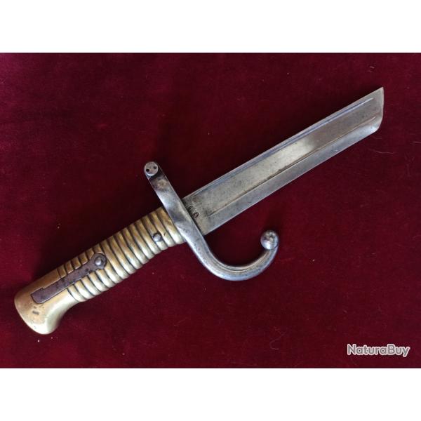 Poignard ralis  partir d'une baonnette Chassepot 1866 avec quillon et date - Couteau de combat ?