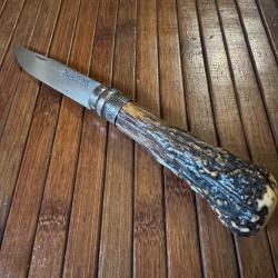 OPINEL N8 CUSTOM ARTISANAL UNIQUE MANCHE BOIS DE CERF