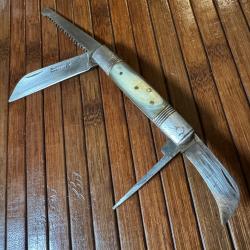 COUTEAU TONNEAU ST JOANIS MONDIÈRE 74 THIER 4 LAME PLAQUETTES CORNE 1960