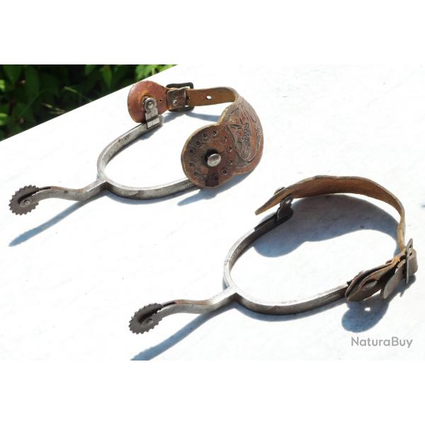 WESTERN COWBOY RODO - Paire perons cavalerie CAVALRY SPURS U.S.  HAND FORGED STEEL - JLB25EPE002