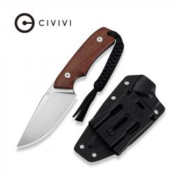 Couteau Bushcraft Civivi Gander Guibourtia Lame Acier 14C28N Manche Bois Étui Kydex CIVC24058B3