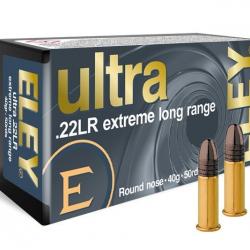 LOT DE 500 MUNITIONS ELEY 22LR ULTRA EXTREME LONG RIFLE RN 40GR