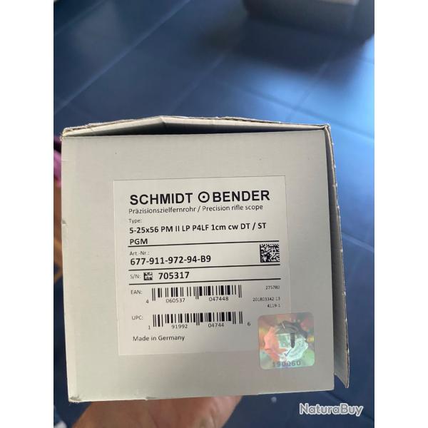 Schmidt&bender 5-25x56 PMII rticule P4FL tourelle DT mrad