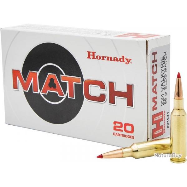 BOITE DE 20 CARTOUCHES HORNADY 224 VALKYRIE 88GR ELD-MATCH
