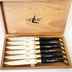 Coffret avec 6 magnifique couteaux à steak Laguiole FORGE DE LAGUIOLE état Neuf Jamais Servi !!