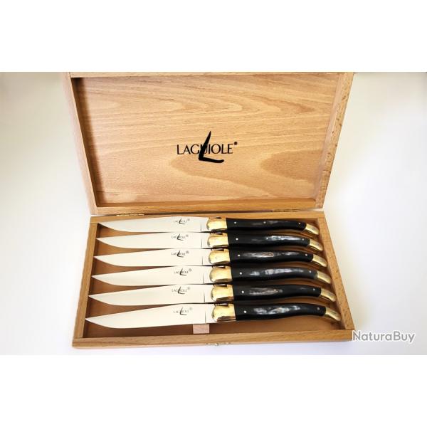 Coffret avec 6 magnifique couteaux  steak Laguiole FORGE DE LAGUIOLE tat Neuf Jamais Servi !!