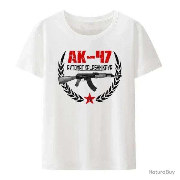 T-shirt fusil Kalachnikov AK 47 manches courtes - Blanc / L