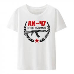 T shirt fusil Kalachnikov AK 47 manches courtes Blanc