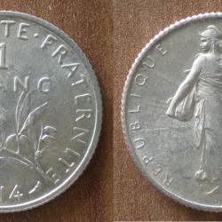 France 1 Franc 1914 Neuve Piece Semeuse Argent Francs
