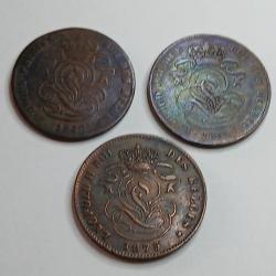 2 x 2 cts Belgique , Léopold 1 er 1846 et 1861 + 2 cts Léopold II 1875