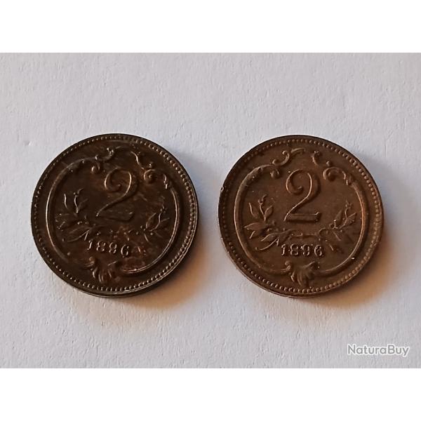 2 x 2 Hellers Franois Joseph 1er 1896  -Autriche