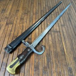 BELLE BAÏONNETTE GRAS 1874 GRAVÉE DE LA MANUFACTURE D'ARMES DE ST ETIENNE FÉVRIER 1877