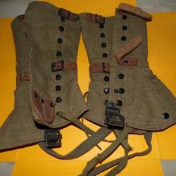 PAIRE DE GUETRES DE L'ARMEE FRANCAISE PERIODE GUERRE INDOCHINE ET ALGERIE , FABRICATION FRANCAISE  ,