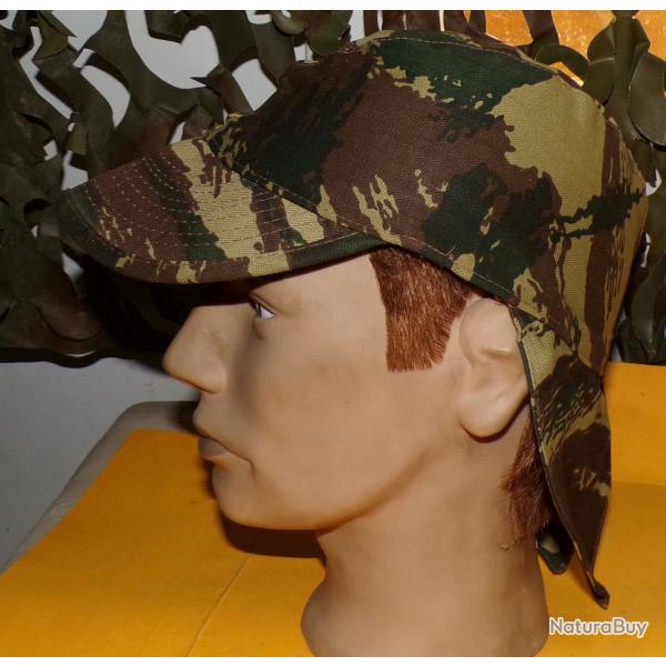 ARMEE AMERICAINE U.S : CASQUETTE AVEC NUQUIERE CAMOUFLEE , TYPE BIGEARD , TAILLE 7  SOIT TAILLE FRAN