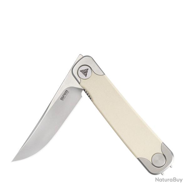 Couteau SRM Enso Tan Lame Acier Sandvik 14C28N Manche G10 Linerlock KIVT SRM131MGT