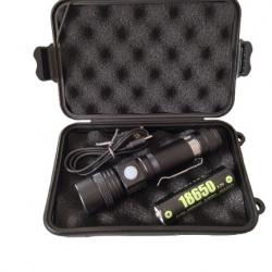 Lampe LED 800 Lumens - Alu - rechargeable avec clips pour poche