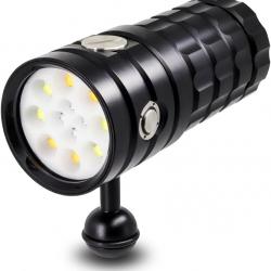 Lampe de poche sous-marine étanche IP68, lumière vidéo de plongée, large faisceau de 120 degrés avec