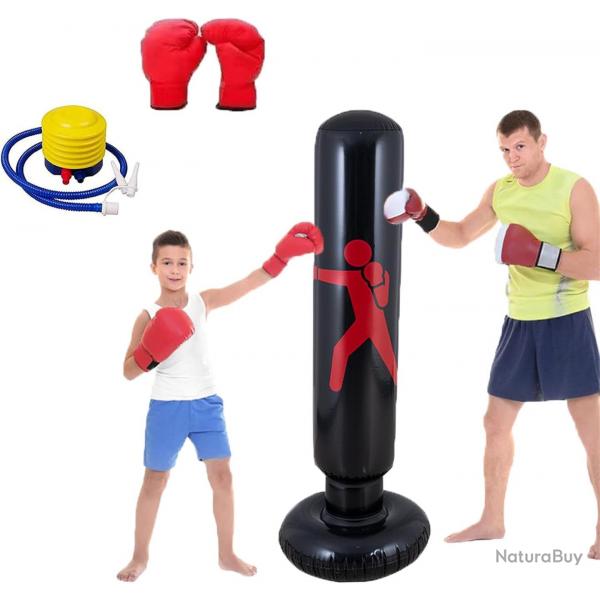 Sac de Boxe Gonflable pour Enfants 160cm sur Pied, Set de Formation avec Gants et Pompe  Air