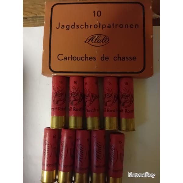 Trs belles bote de 10 cartouches anciennes cal 16 Allemandes  douilles cartons