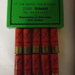 Boîte de 10 belles cartouches anciennes cal 16 douilles cartons "Eclair "