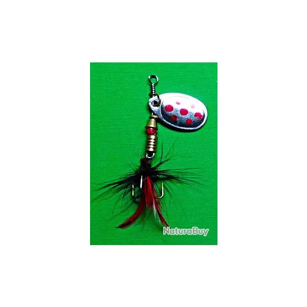 Cuiller tournante avec plumes pour tuites, perches et autres carnassiers - 3.70 gr - CT-XF3