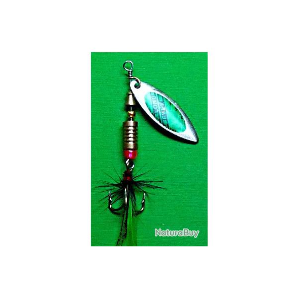 Cuiller tournante avec plumes pour tuites, perches et autres carnassiers - 6.70 gr - CT-XF4