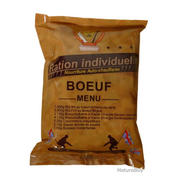 RATION INDIVIDUELLE 24H ARMEE BOEUF OU POULET 2029 HALAL BOEUF