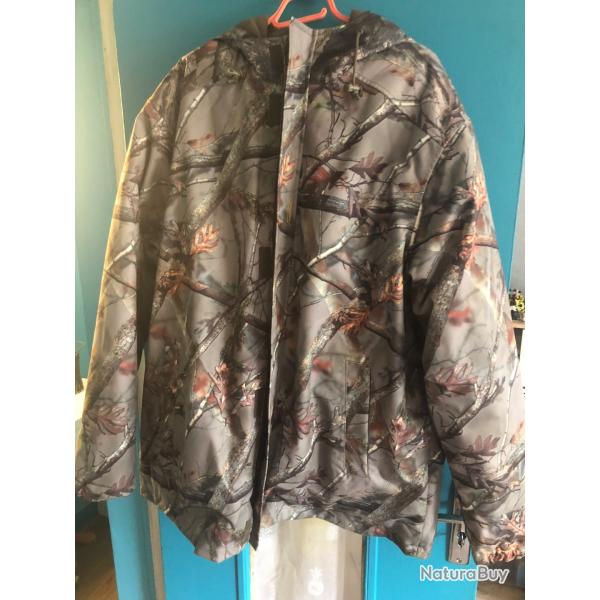 Veste de chasse camouflage,  double polaire avec capuche neuf 3xl