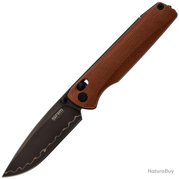Couteau SRM Terrier Brown Lame Laminated 140Cr Manche Micarta Ambi-Lock Clip SRM258LMN2
