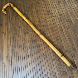 BELLE CANNE ÉPÉE ANCIENNE LAME DE TOLEDE TRANCHANTE ET TRÈS POINTUE BAMBOU ET CORNE ÉTAT SUPERBE