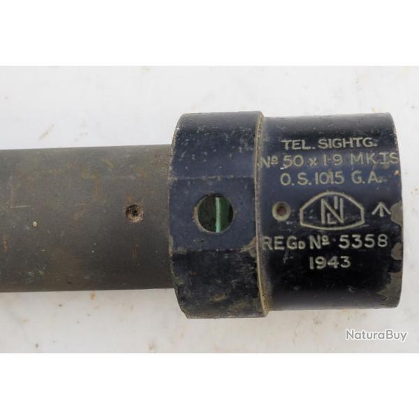 lunette de canon britannique telescope sighting n50x19 MKIS OS 1015 GA registred 5338 - date 1943