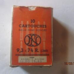 Boite de 10 cartouches Cal 9.3 x 74 R  (FN-HERSTAL)
