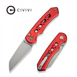 Couteau Civivi Pragma Prime Red Button Lock Lame Wharncliffe Acier 14C28N Manche Alu KIVT CIVC240672