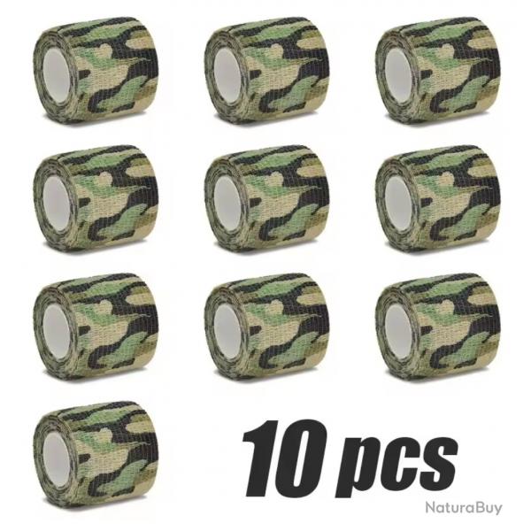 LOT 10 bandes camouflage adhsives, 5cm X 4,8m .....