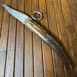 COUTEAU DE COLLECTION TARRY LEVIGNE A PALME MANCHE EN CORNE FRANCE THIERS