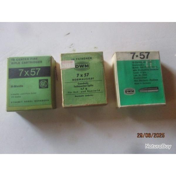 3 boites de 10 cartouches Cal 7 x 57