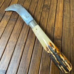 COUTEAU COLLECTION LE VIGNERON LUXE PAR LE BOER THIER FRANCE MANCHE EN BOIS DE CERF ANNÉE 50-60
