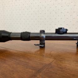 Lunette AllemandeTELL WETZLAR 2,5 x avec montage EAW en acier , dérivable pour rail de 11 mm
