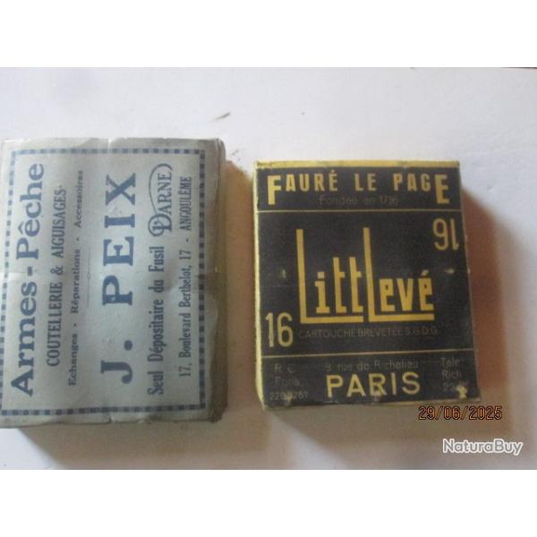 2 boites de cartouches cal 16 en carton (anciennes)