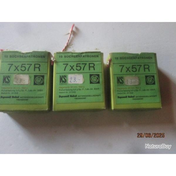 3 boites de 10 cartouches Cal 7 x 57 R