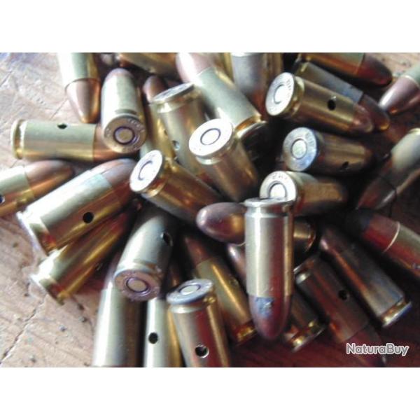 lot 20 balle 9mm neutra percutes perces parachute ww2 origine Marquage HN + flche +1943 +9mm