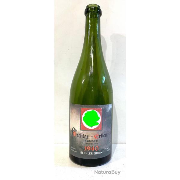 Ancienne Bouteille de Vin vide poque ww2 avec repro tiquette Allemande