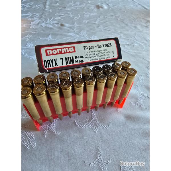 Munitions Norma Oryx calibre 7 Rem