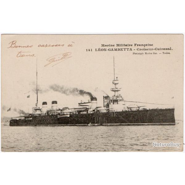 CPA - Marine Militaire- LON - GAMBETTA - Croiseur - Cuirasse- N3342
